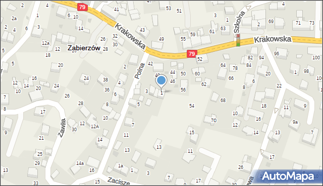 Zabierzów, Polna, 1, mapa Zabierzów