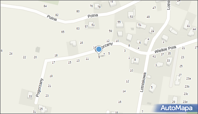 Zabierzów, Pogorzany, 9, mapa Zabierzów