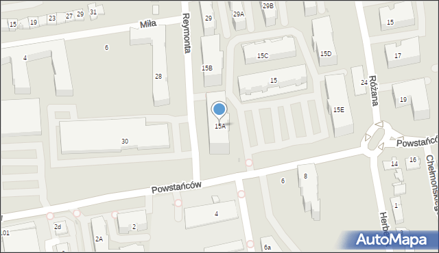 Ząbki, Powstańców, 15A, mapa Ząbki