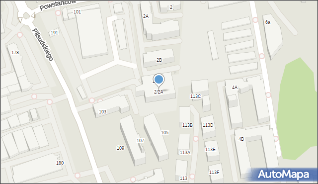 Ząbki, Powstańców, 2/2A, mapa Ząbki