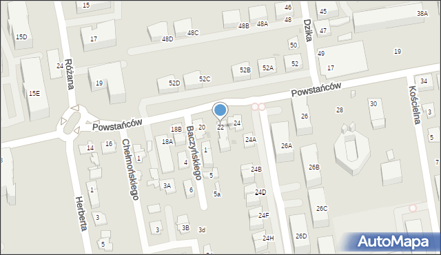 Ząbki, Powstańców, 22, mapa Ząbki