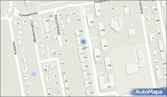 Ząbki, Powstańców, 24F, mapa Ząbki