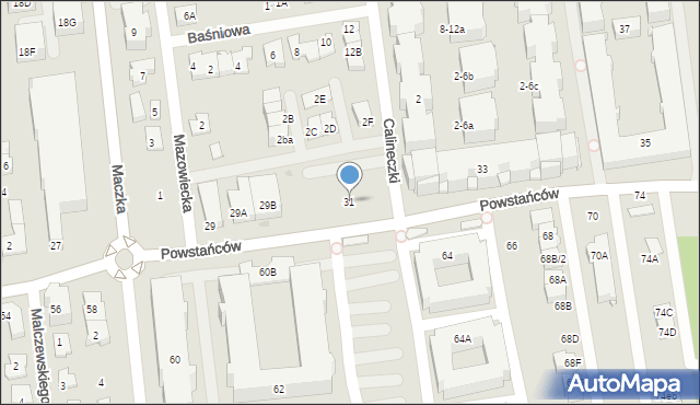 Ząbki, Powstańców, 31, mapa Ząbki