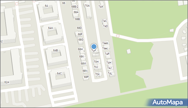 Ząbki, Powstańców, 70G, mapa Ząbki