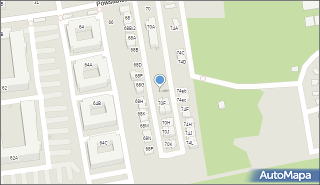 Ząbki, Powstańców, 72cb, mapa Ząbki