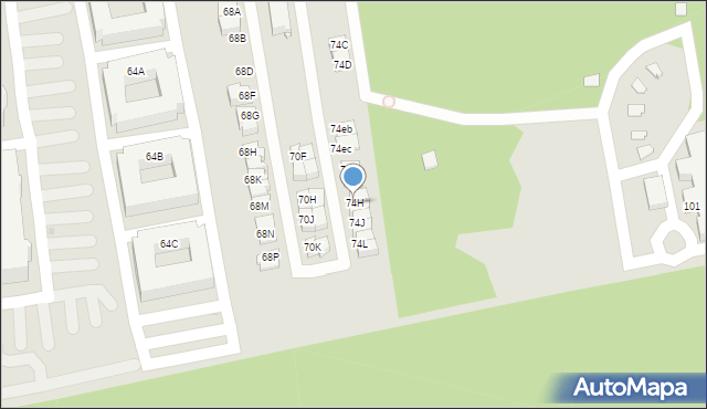 Ząbki, Powstańców, 74H, mapa Ząbki