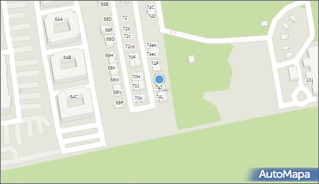 Ząbki, Powstańców, 74K, mapa Ząbki