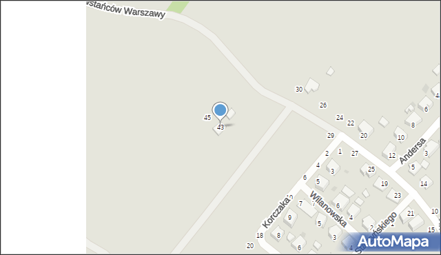 Żabno, Powstańców Warszawy, 43, mapa Żabno