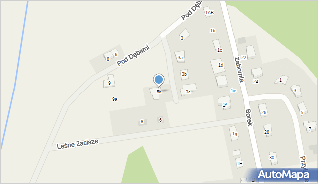 Zabornia, Pod Dębami, 5b, mapa Zabornia