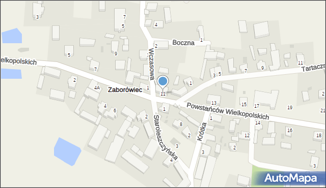 Zaborówiec, Powstańców Wielkopolskich, 11, mapa Zaborówiec
