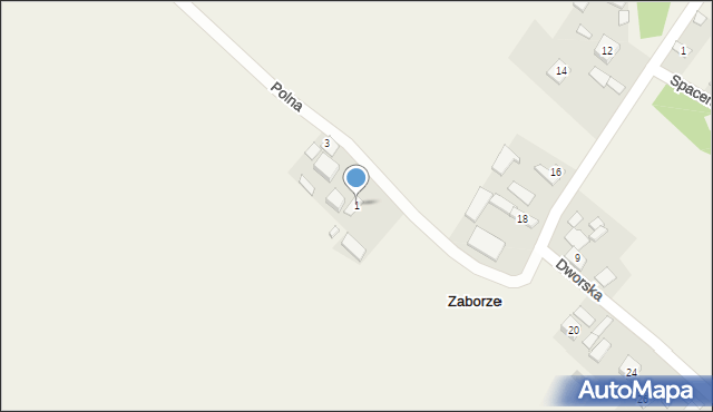 Zaborze, Polna, 1, mapa Zaborze