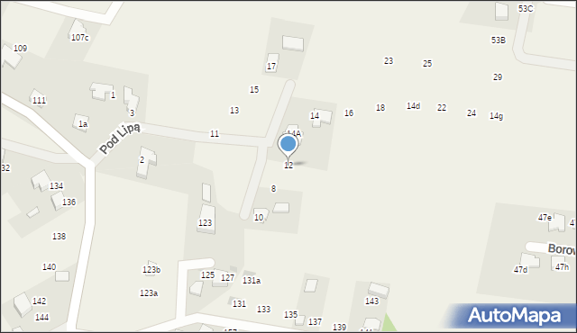 Zaborze, Pod Lipą, 12, mapa Zaborze