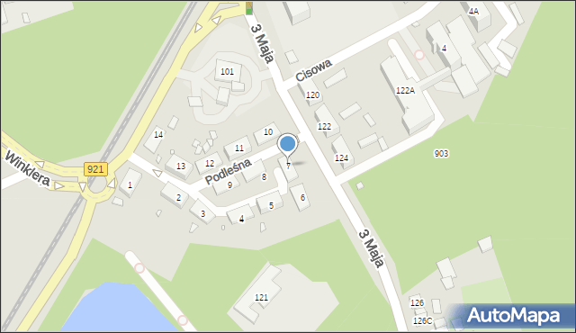 Zabrze, Podleśna, 7, mapa Zabrza