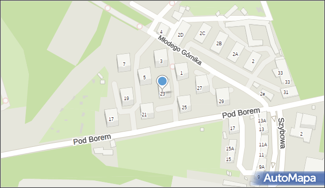 Zabrze, Pod Borem, 23, mapa Zabrza