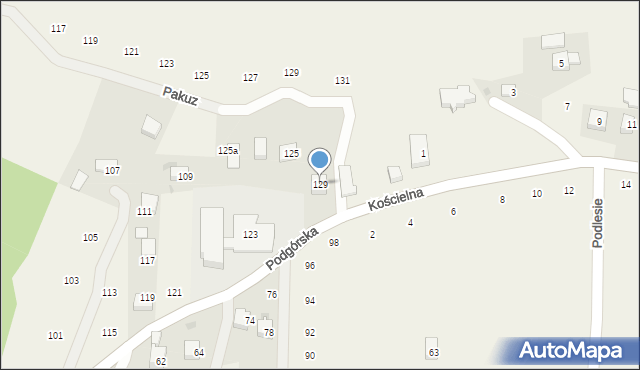 Zakliczyn, Podgórska, 129, mapa Zakliczyn