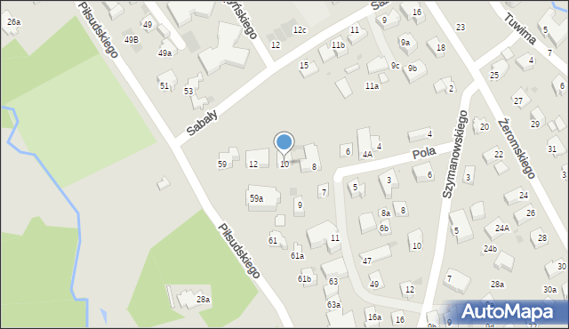 Zakopane, Pola Wincentego, 10, mapa Zakopanego