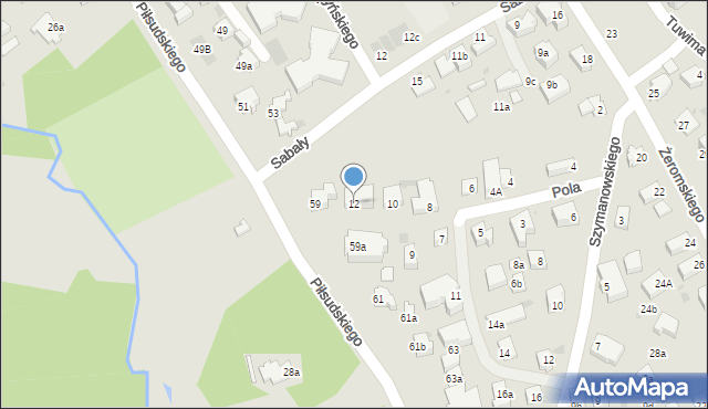 Zakopane, Pola Wincentego, 12, mapa Zakopanego