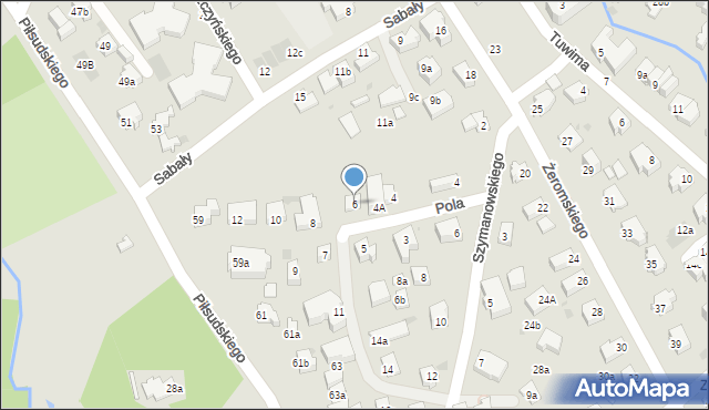 Zakopane, Pola Wincentego, 6, mapa Zakopanego