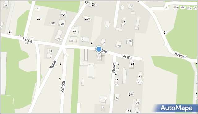 Zakręt, Polna, 1, mapa Zakręt