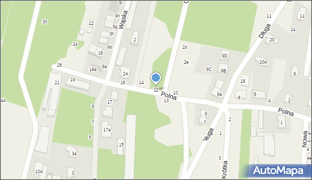 Zakręt, Polna, 12, mapa Zakręt