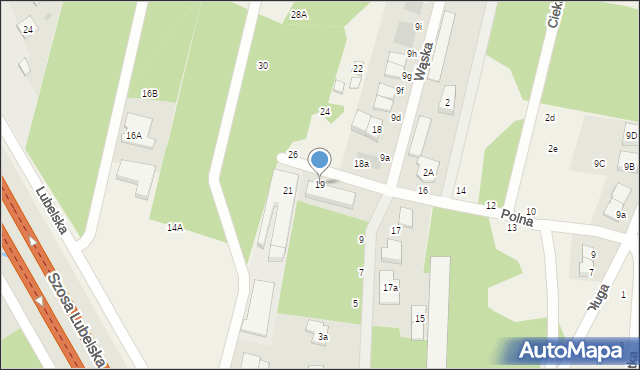 Zakręt, Polna, 19, mapa Zakręt