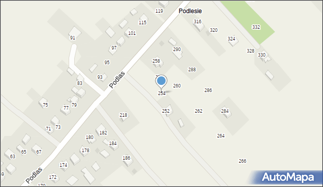 Zalas, Podlas, 254, mapa Zalas