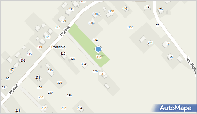 Zalas, Podlas, 332, mapa Zalas