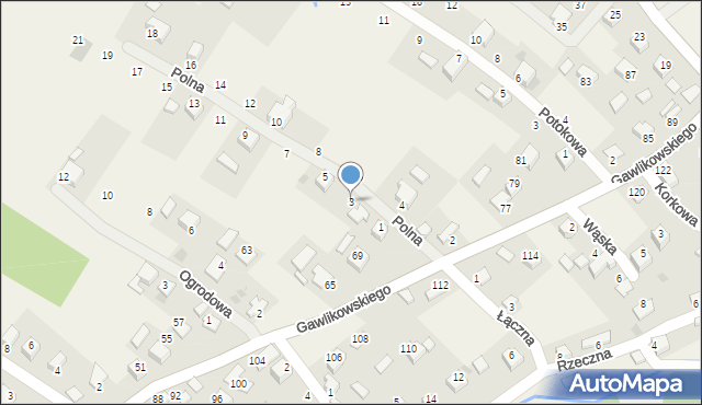 Zalas, Polna, 3, mapa Zalas