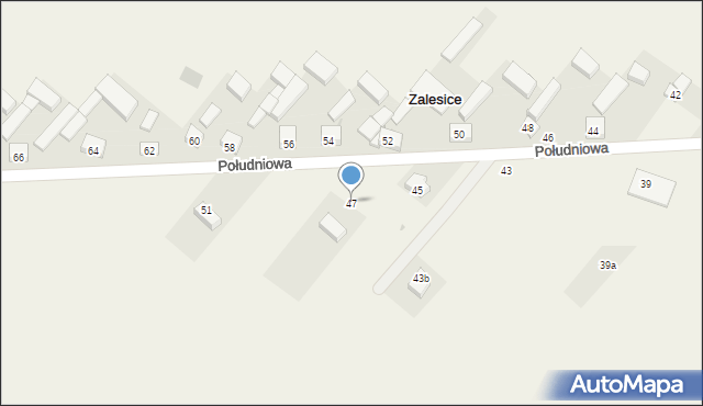 Zalesice, Południowa, 47, mapa Zalesice