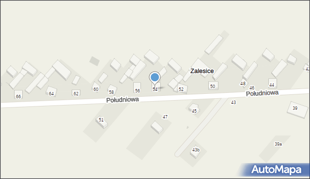 Zalesice, Południowa, 54, mapa Zalesice