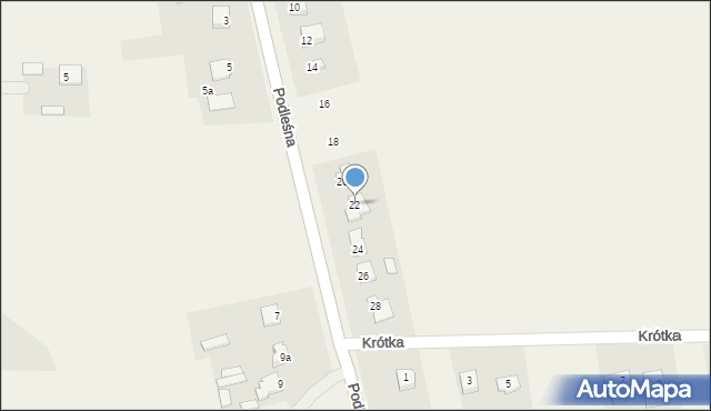 Zalesie, Podleśna, 22, mapa Zalesie
