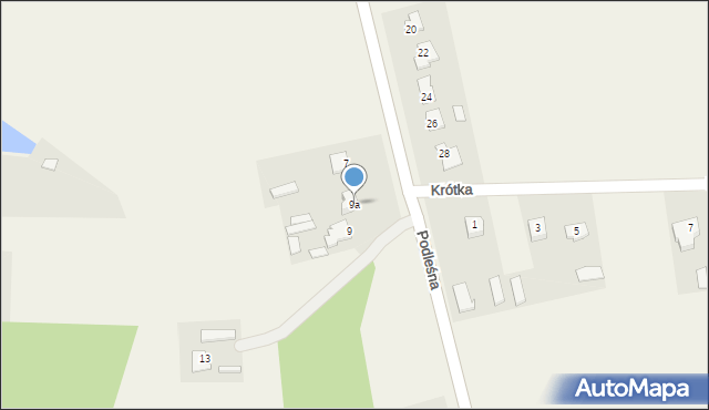 Zalesie, Podleśna, 9a, mapa Zalesie