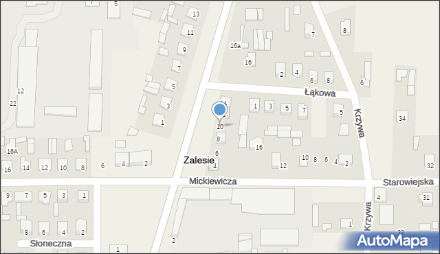 Zalesie, Północna, 10, mapa Zalesie