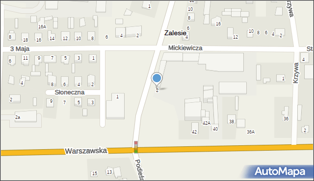 Zalesie, Północna, 2, mapa Zalesie
