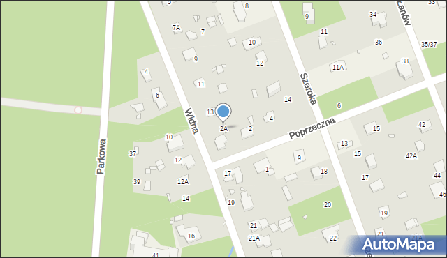 Zalesie Górne, Poprzeczna, 2A, mapa Zalesie Górne