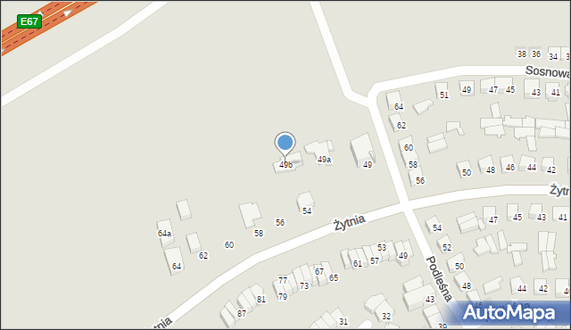 Zambrów, Podleśna, 49b, mapa Zambrów