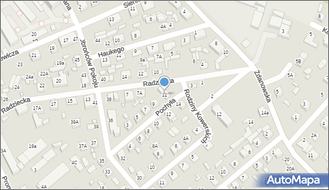 Zamość, Pochyła, 11, mapa Zamościa