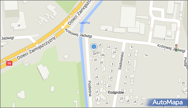 Zamość, Podleśna, 19, mapa Zamościa