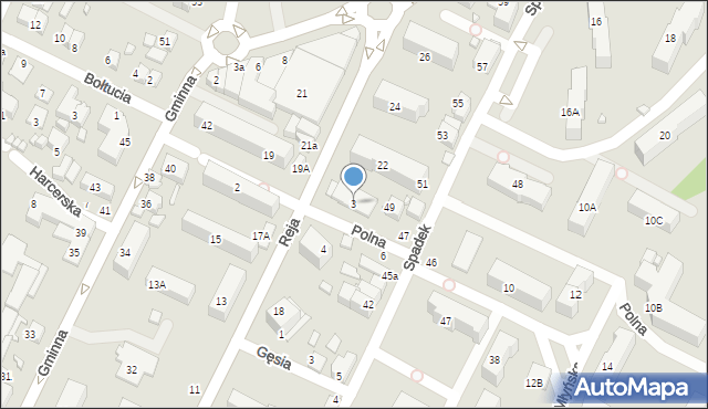 Zamość, Polna, 3, mapa Zamościa