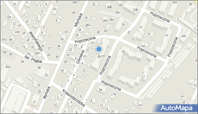 Zamość, Poprzeczna, 15, mapa Zamościa