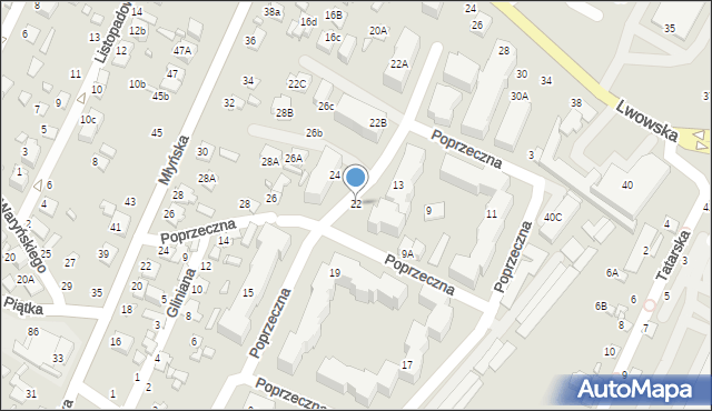 Zamość, Poprzeczna, 22, mapa Zamościa