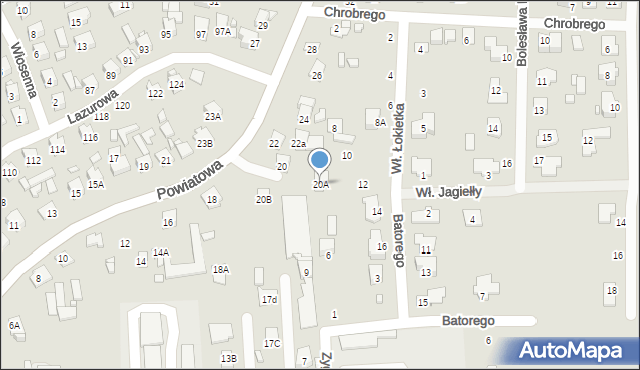 Zamość, Powiatowa, 20A, mapa Zamościa