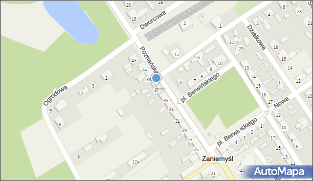 Zaniemyśl, Poznańska, 37, mapa Zaniemyśl