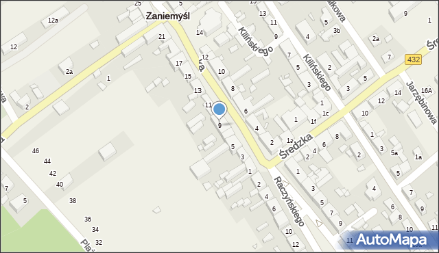 Zaniemyśl, Poznańska, 9, mapa Zaniemyśl