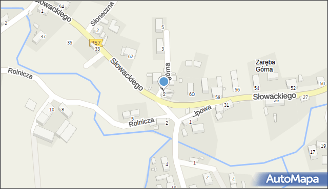 Zaręba, Podgórna, 2, mapa Zaręba