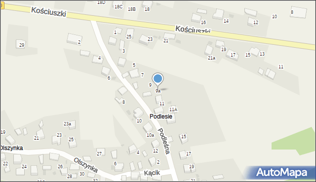 Żarki, Podleśna, 9a, mapa Żarki