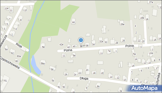 Żarki, Polna, 38, mapa Żarki