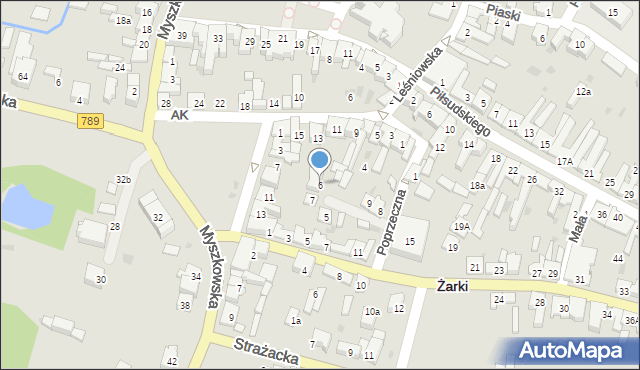 Żarki, Poprzeczna, 6, mapa Żarki