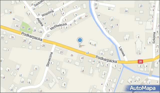 Zarszyn, Podkarpacka, 10, mapa Zarszyn