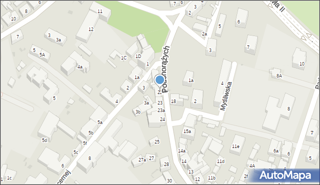 Żary, Podchorążych, 22, mapa Żary